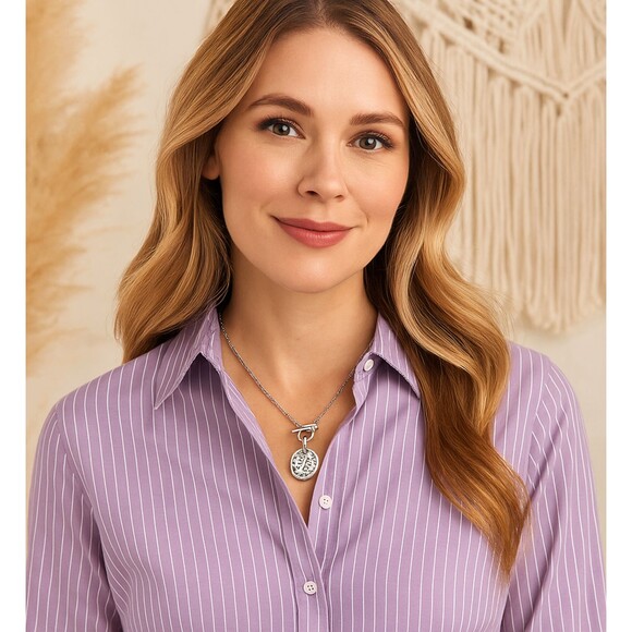 J. Jill 2-in-1 Convertible Floral Locket Necklace Silver Gold Tone Compassion - Picture 1 of 10